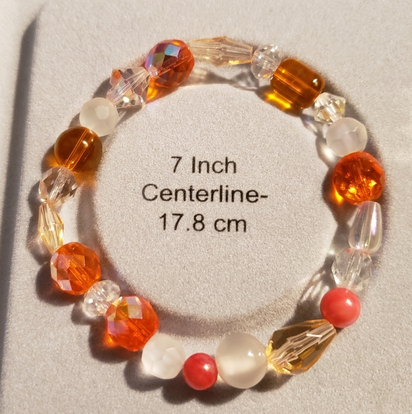 Orange Crystal Hand Crafted Beaded Bracelet - Picture 7 of 7